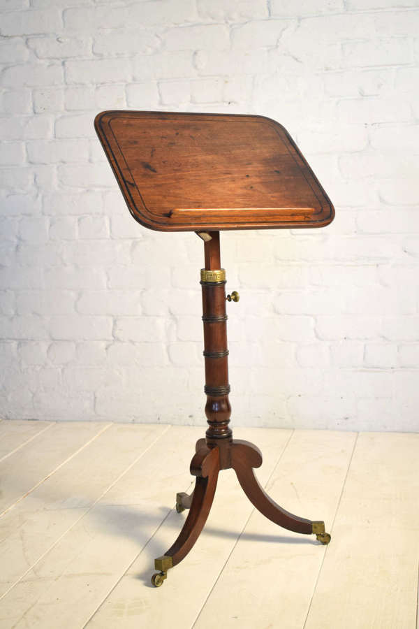 Regency Mahogany Reading Table / Music Stand With Adjustable Stem