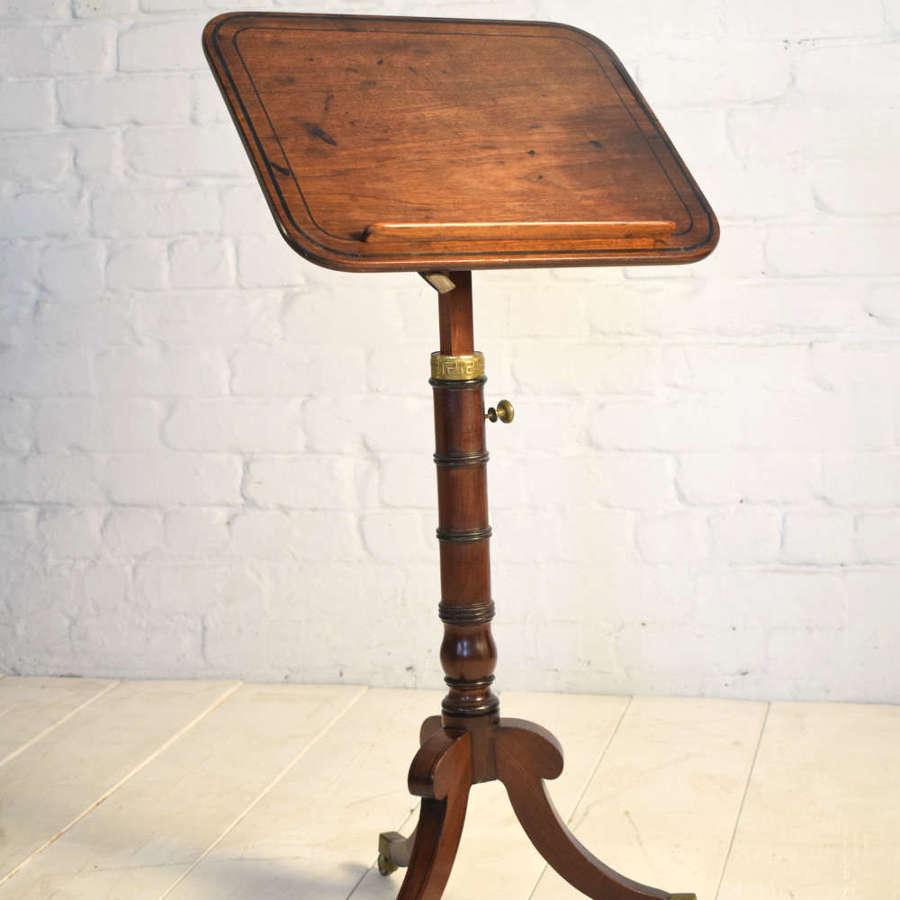 Regency Mahogany Reading Table / Music Stand With Adjustable Stem